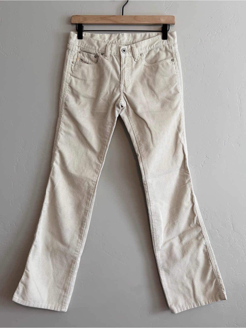 Diesel Euro Low Rise Flare Corduroy Jeans Women's Y2K Size 26 Made In Italy VTG